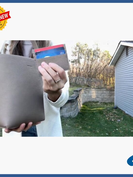 Genuine Leather Bucket Tote Bag with Credit Card Holder Wallet, Medium Size - Picture 7 of 7